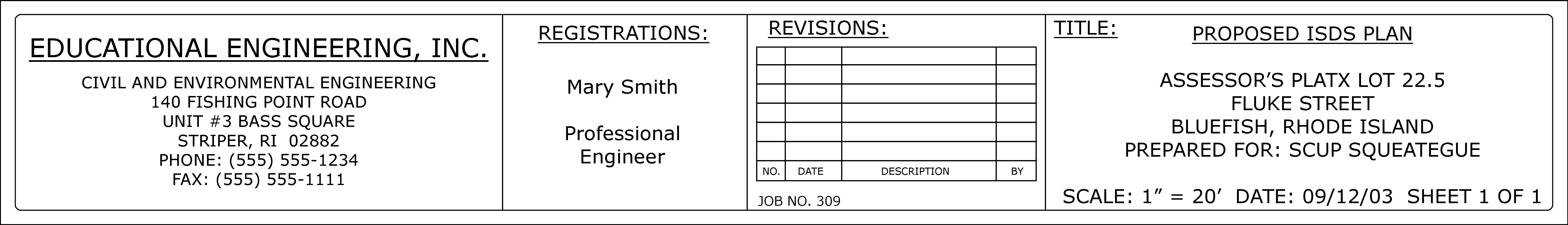 Example Title Section on plans