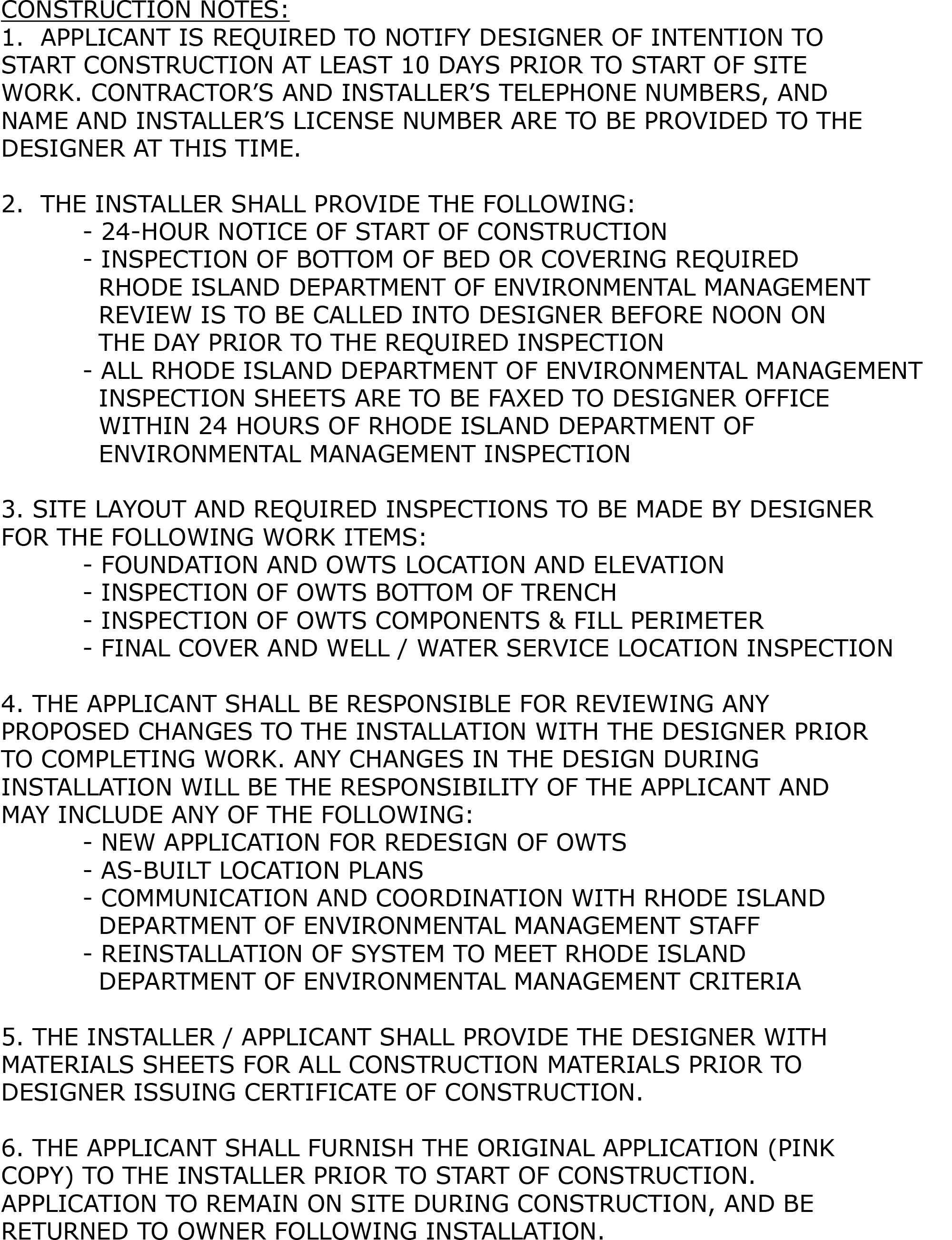 Example design construction notes