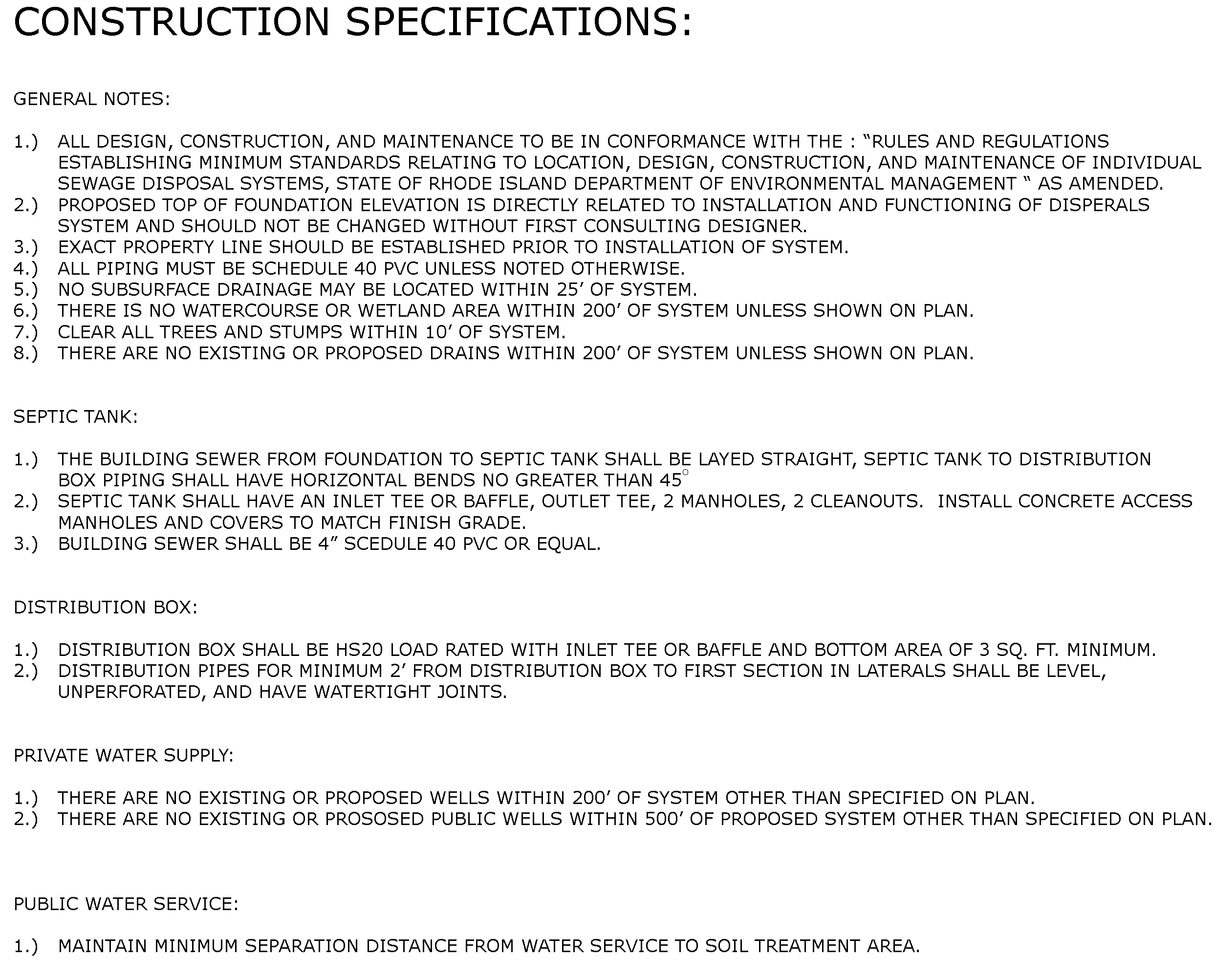 Example design construction specifications
