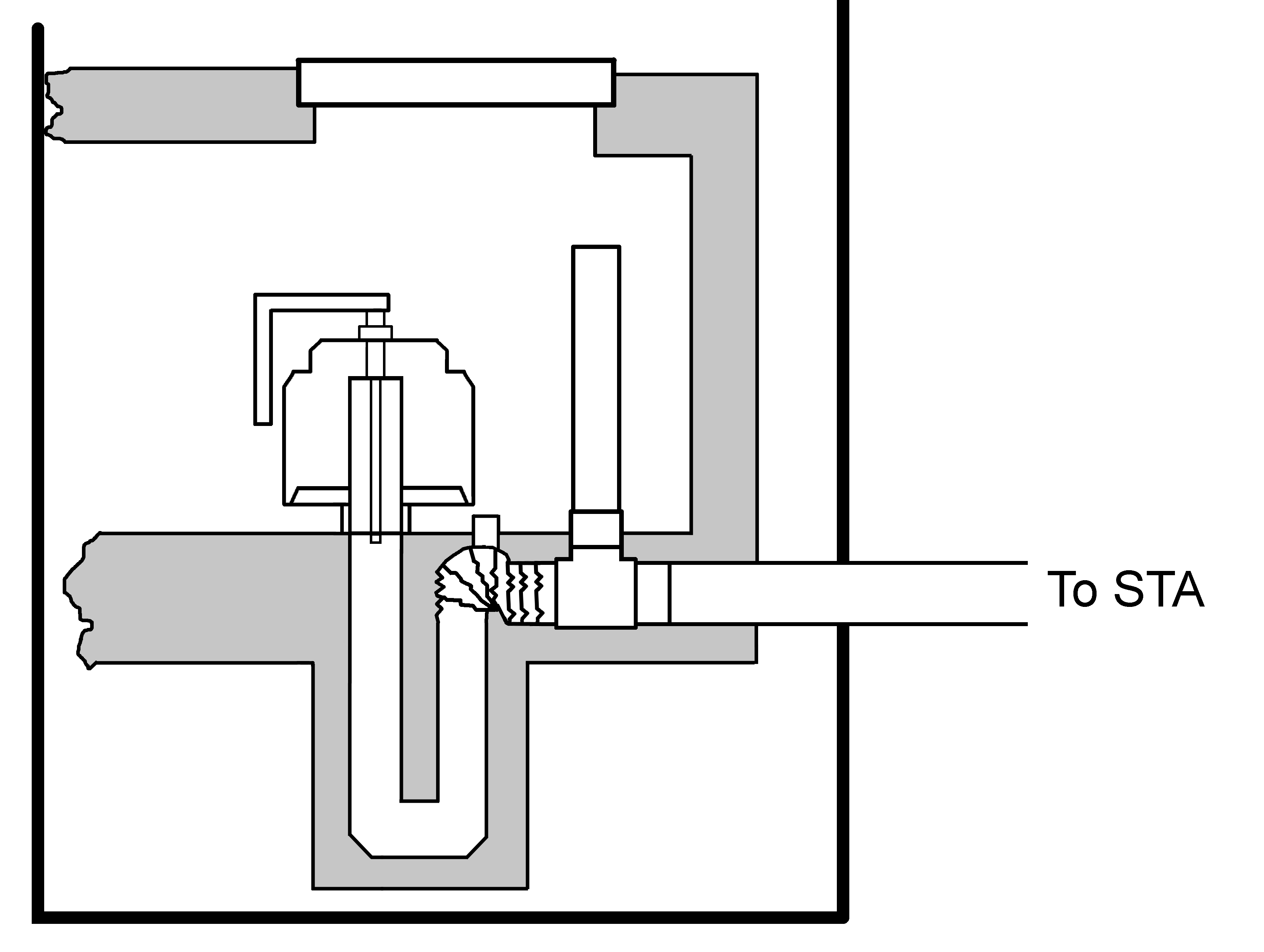 Cross-section of a typical siphon showing discharge line