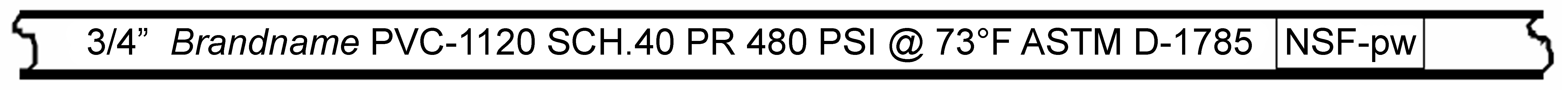 Markings typical of .75-inch nominal diameter PVC pipe
